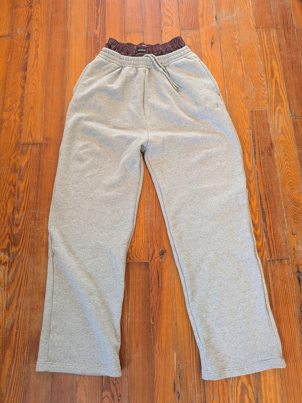 RARE FALL WINTER 2021 Balenciaga Double Waisted Gray Sweatpants AUTHENTIC